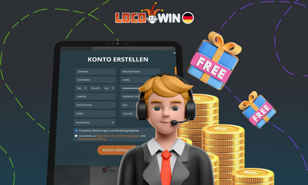 Um einen Promo-Code für einen Bonus ohne Einzahlung zu erhalten, müssen Sie ein Konto erstellen und den Locowin-Support-Chatraum kontaktieren