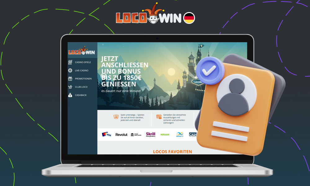 Um bei Locowin spielen zu können, müssen Sie sich registrieren und die Verifizierung bestehen